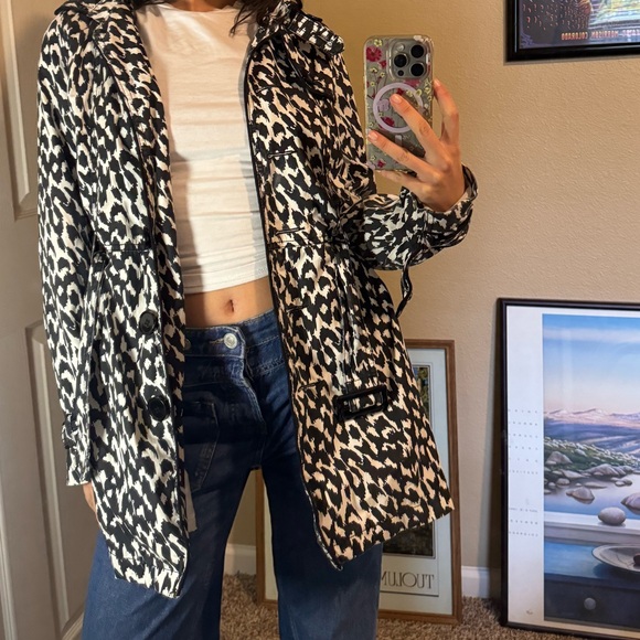 Leopard animal print Peacoat trench coat - Picture 2 of 10